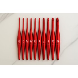 Furls Crochet Hook, Limited Edition Red Streamline Metal, Ergonomic Handle Crochet Hooks 7" (Red Streamline Metal, K - 6.50mm)