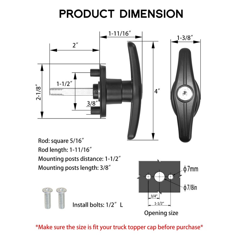 Quality Life Truck Cap T-Handle Lock for Camper Shell Replacement