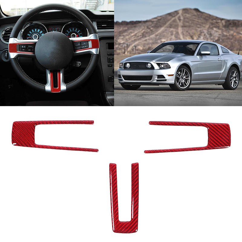 3Pcs Steering Wheel Frame Sticker Carbon Fiber Button Cover Trim