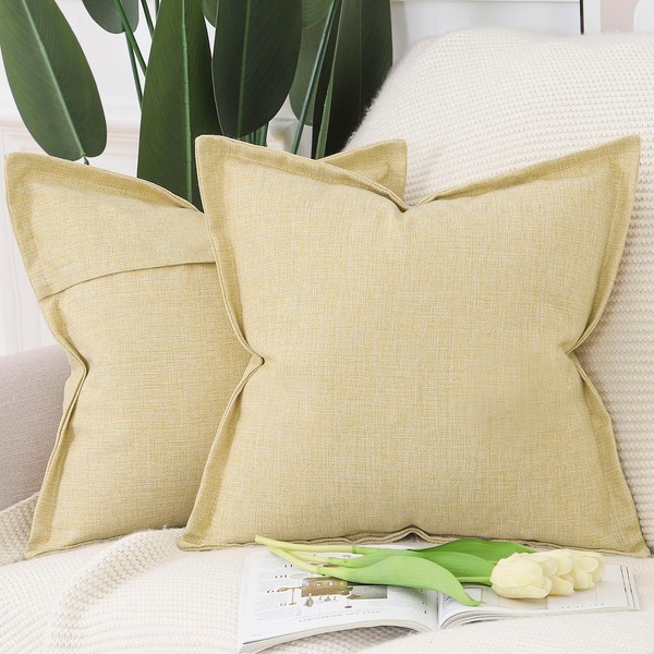 Madizz Set of 2 Linen Cushion Covers with Wide Edge,