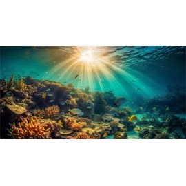 MIRRORANG 61x30cm Undersea Theme Fish Tank Aquarium Background Sunshine Coral Reef Underwater World Fish Tank Poster Backdrop