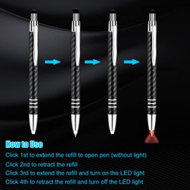 Lighted Tip Pen - LED Penlight Light Up Pen Light Ballpoint Pen with Light for Writing in the Dark - Pack of 3 - Red Light - GL006