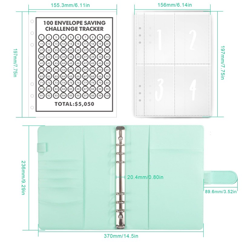Budget Planner, AMONENZ A5 Money Saving Folder, Faux Leather Savings