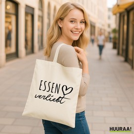 HUURAA Jute Bag Food in Love Bag Cotton 10 Litres Natural with Name of Your Favourite City Gift Idea for Friends and Family, natural