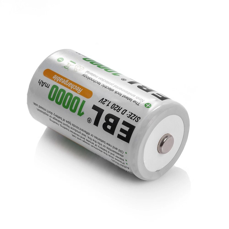 EBL D Cell Size NIMH Rechargeable Batteries 1.2V Battery +