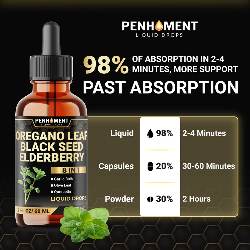 Penhoment 8in1 2900mg Oil of Oregano Drops with Black Seed