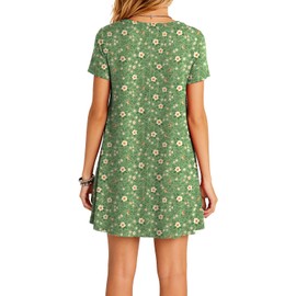 TOPONSKY Summer Plain Tshirt Dress Simple Loose Casual Camellia Green,XL