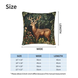 Kynexus William Morris Abstract Vintage Floral Reindeer Throw Pillow Covers Velvet Flower Decorative Cushions Pillowcase for Bedroom Home Sofa Decor 18x18 Inch Set of 2