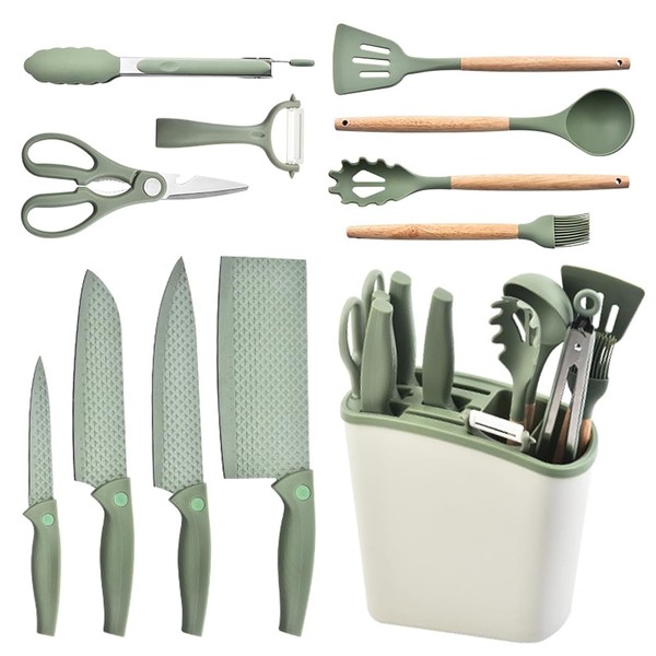 Kitchen Knife Set,12 PCS Cooking Utensils Set with Silicone Spatula