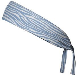 Zebra Blue Carolina & White Elastic Tie Running Fitness Headbands Made In USA