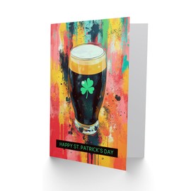Artery8 St. Patrick's Day Card Lucky Shamrock Pint Stout Blank For Him Or Her Art Greeting Card