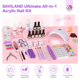 SAVILAND Acrylic Nail Kit with Drill and 88W Nail Lamp Beginner Gift Set