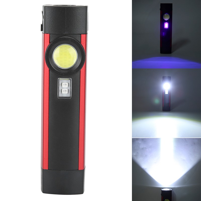 Portable COB Purple Light LED Flashlight Mini Magnet Torch 4