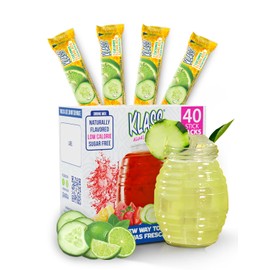 Klass Aguas Frescas | Drink Mix Cucumber Limeade | Sugar Free Drinks! (40 Count Powder Stick Packets)