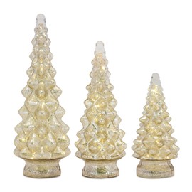 Melrose Modern Home Decorative LED Tree (Set of 3) 10" H, 13.25" H, 15.5" H Glass 6 Hr Timer 2 AA Batteries Not Included