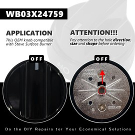 ZNTVW WB03X24759 Range Surface Burner Knob Gas Control Assembly Black Compatible with GE Stove Knob Replace 4454960, AP6030811, PS11762250, EAP11762250 (1PC)