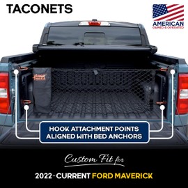 TacoNets Envelope Cargo Net for Ford Maverick - Fits 2022-2025 - Upgraded 5mm Bungee - Integrated Storage Bag - Heavy Duty Carabiners - Designed in USA