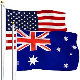 G128 Combo Pack: 3x5 Ft 75D Printed  USA American Flag & Australia Flag