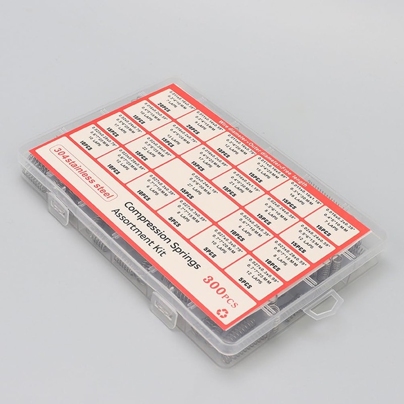 300 Pcs Compression Springs Assortment Kit, Springs Assorted Extension Spring,