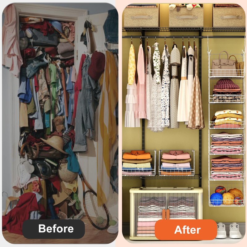 X-cosrack 6 Tier Closet Hanging Organizer, Clothes Hanging Shelves with