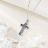 DAYLINLOVE Crucifix Necklace Men 925 Sterling Silver Black Onyx Jesus