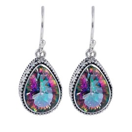 Teardrop Earrings for Women Silver Colorful Dangling Glass Women's Earrings Dangle Boho Cute Drop Dainty Tear Drop Jewelry (Colorful)