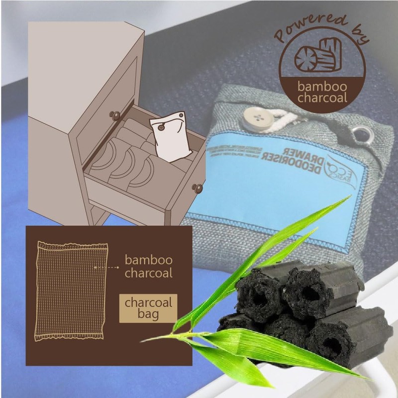 Eco Basics Drawer Deodoriser – Natural Bamboo Charcoal, Moisture &