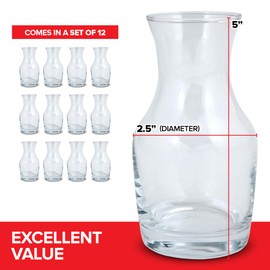 Set of 12 Mini Glass Wine Carafe, 6 oz Each, Perfect for Tasting, Champagne, Juice, or Individual Pours - Single Portion Decanter
