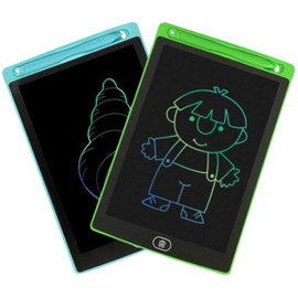 2 Pack Colorful LCD Writing Tablets & Doodle Boards, Electronic Erasing Scribble & Draw Pads, Educational and Fun Toy for Ages 3 Years and up (Green/Light Blue)