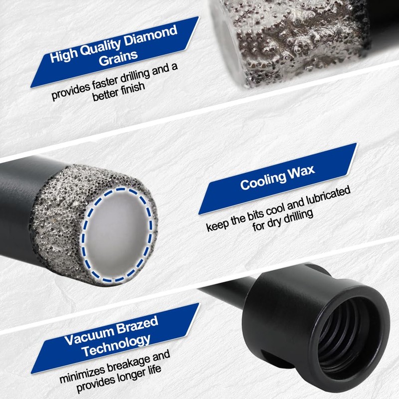 SHDIATOOL Diamond Core Drill Bits 2PCS 1/2 Inch for Porcelain