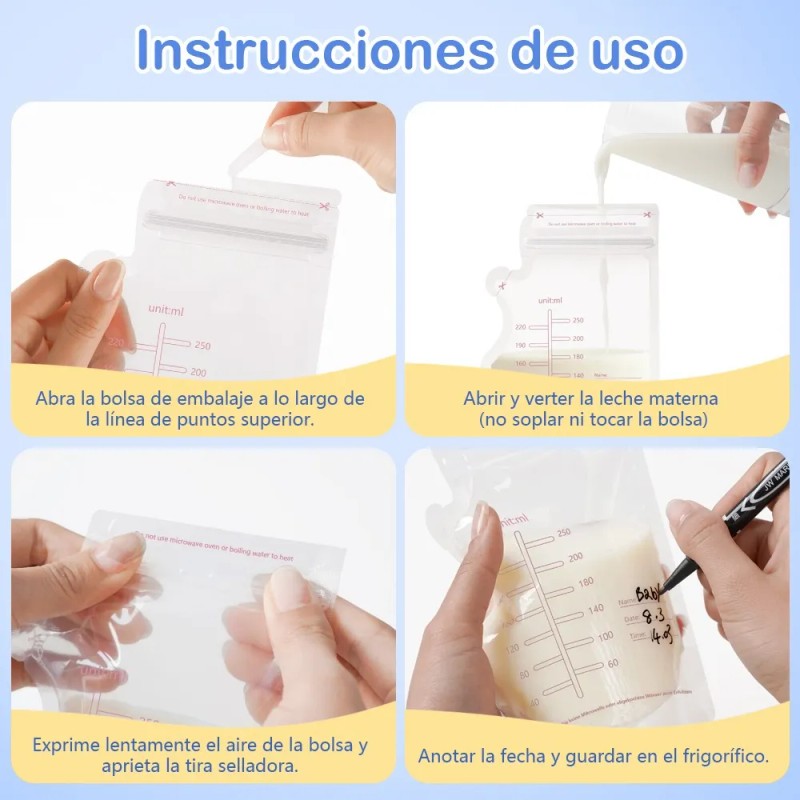 Bolsa De Almacenamiento De Leche Materna 250ml,200 Piezas