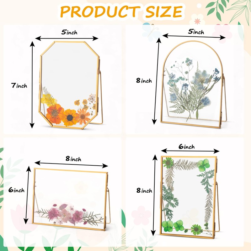 Yalikop 4 Pcs Double Glass Frame for Pressed Flowers Handmade