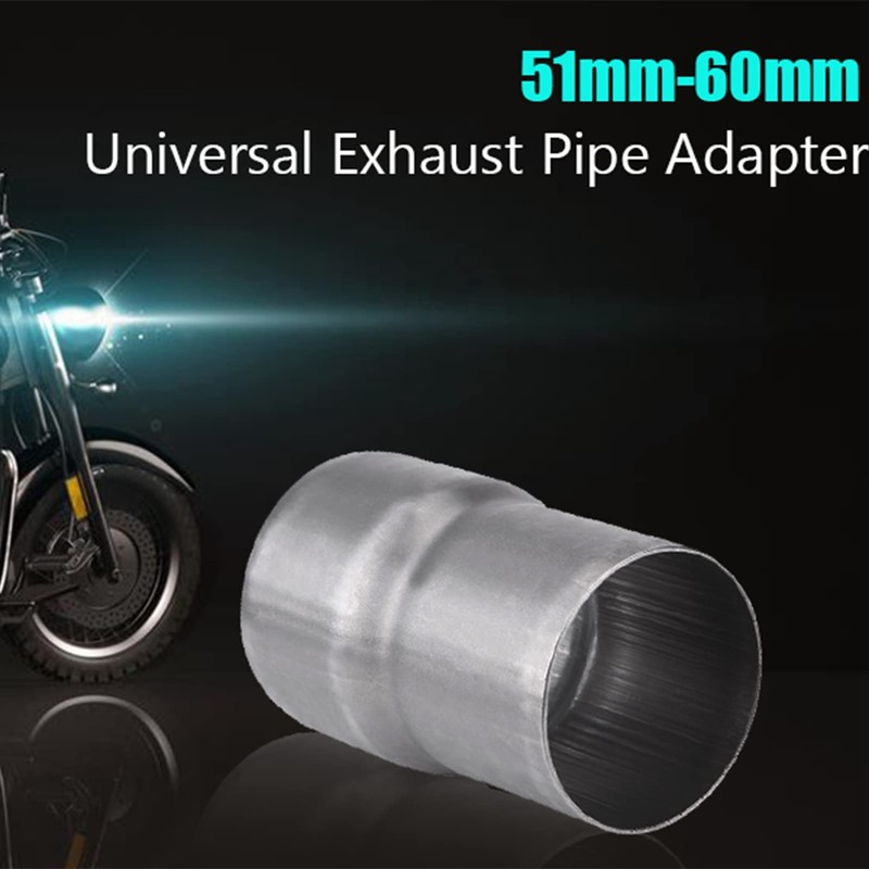 Qiilu 51mm to 60mm Motorcycle Exhaust Adapter Universal Stainless Steel