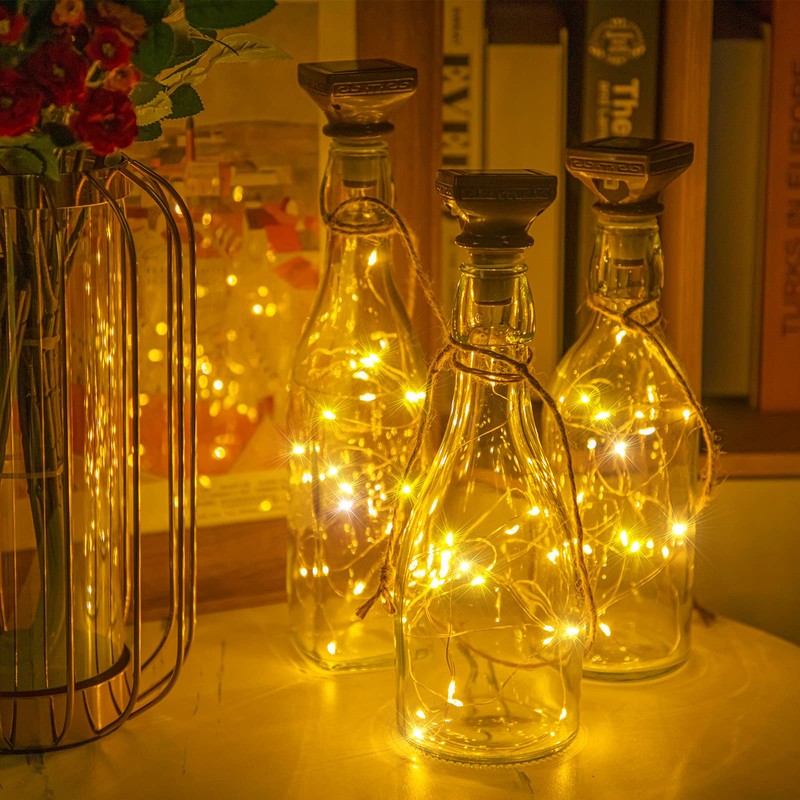Tuanse 18 Pcs Solar Bottle Lights, 20 LEDs Waterproof Copper