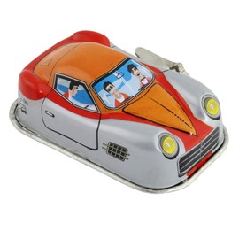 Superfreak Freak Scene Tin Toy – Racing Car – Space Invader – Orange White – Wind Up Car
