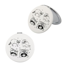 OKEYCH Raccoon Lover Gift Raccoon Design Makeup Mirror Raccoon Owner Pocket Mirror Trash Panda Gift (Raccoon Design J)
