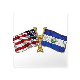 CafePress El Salvador America Friend Ship Flag. Square Stick Square Bumper Sticker Car Decal