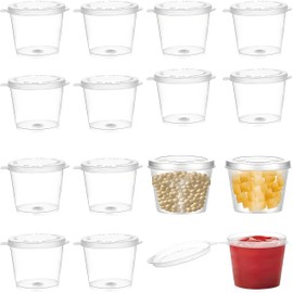 JCUQGDOO 60-Piece Small Plastic Container Set with Lids – 25ml Reusable Sauce Pots, Perfect for Dips, Jelly, Salads – Durable Food Storage Solution