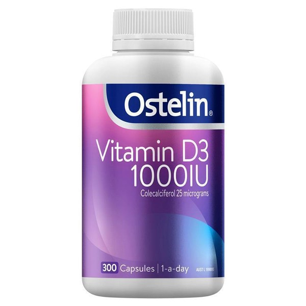 Ostelin Vitamin D 1000IU – D3 for Bone Health + Immune Support, 300 Capsules