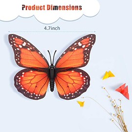 Syhood - 24 piezas de decoraciones de mariposa monarca naranja de 4.7 pulgadas magnéticas artificiales 3D de plástico sintético con calcomanías de mariposas monarca para decoración de pared para