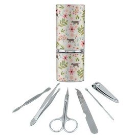 Cats and Flowers Stainless Steel Manicure Pedicure Grooming Beauty Care Travel Kit