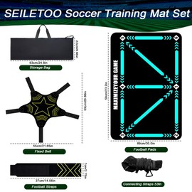 Soccer Training Mat Set, SEILETOO Silent Footstep Training Non Slip Mat Soccer, Soccer Agility Training Equipment, Soccer Trainer for Soccer Enthusiasts to Improve Speed, Strength and Coordination