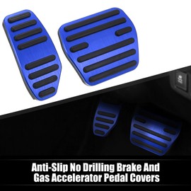 Unifizz Car 1 Set Anti Slip No Drilling Aluminum Alloy Brake and Gas Accelerator Pedal Covers Foot Pedal Pads Blue for NI-SS-AN Kicks X-Trail Rogue Sport Qashqai