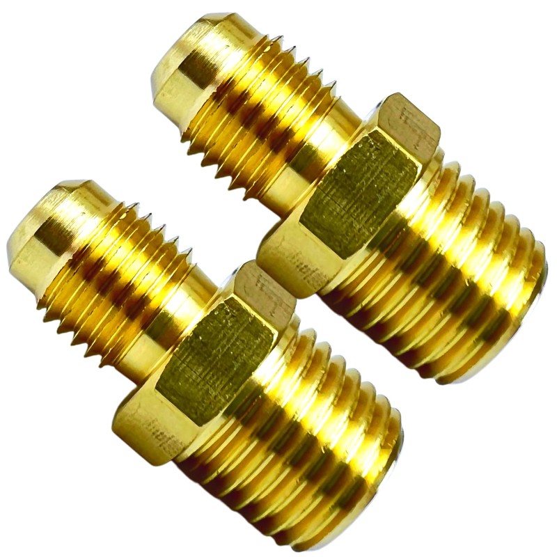 2PCS 1/4" Flare x 1/4" NPT Male Brass Couples Tube