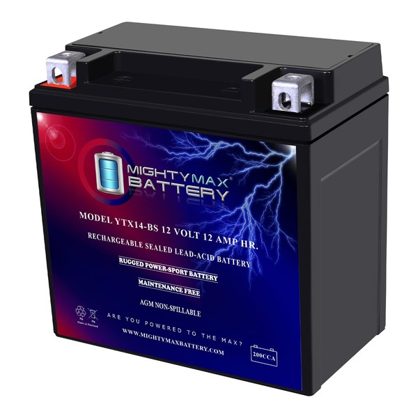 Mighty Max Battery YTX14-BS Battery Replacement for PS-14BS-006 ATV Powersport