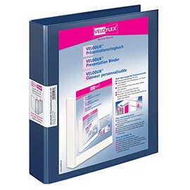VELOFLEX Velodur 4147150 Presentation Ring Binder DIN A4 2-Ring Mechanism 272 x 315 x 46 mm with Outer Pockets Blue