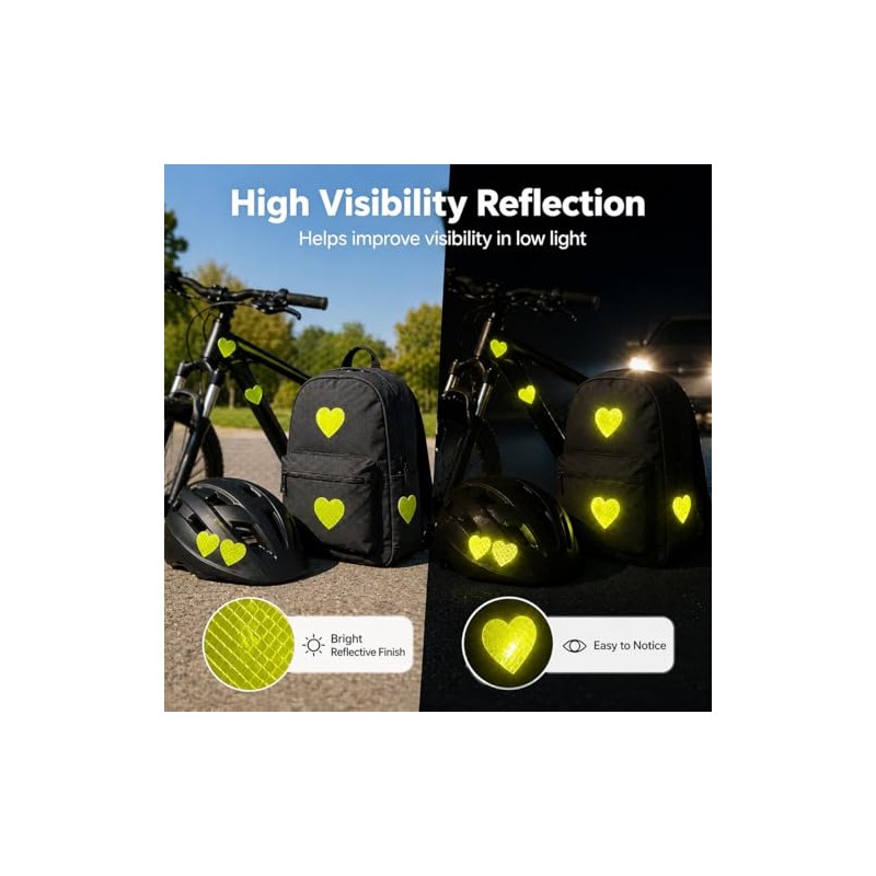 10 Pack Heart Reflective Stickers