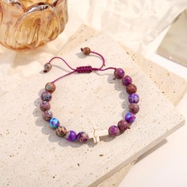 YUCSAWJK Natural Stone Butterfly Cross Heart Sunflower Pendant Bracelet Suitable for Christmas New Year Valentine'S Day Birthday Bracelet Gifts (5, Emperor's Stone (Cross))