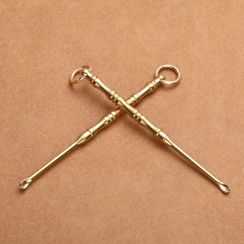 JKJF 6 Pcs Brass Snuff Spoon Tiny Powder Spoon Scoops