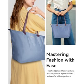 BOJLY Tote Bag for Women, 21 Liters Large Capacity Waterproof Tote Bag, Multi-Pocket Shoulder Bag, Suitable for Daily Travel, Work, Beach Shopping Bag Airy Blue